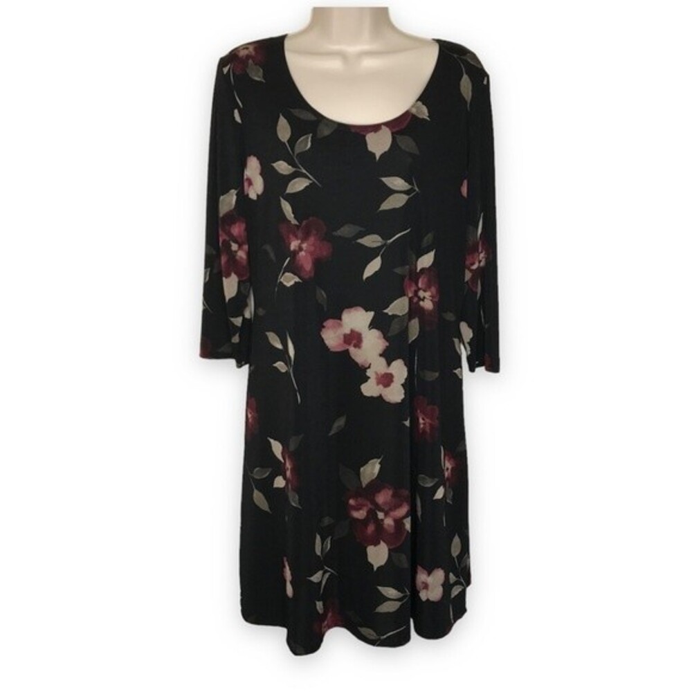 Vintage Imagio Floral Slinky Stretchy Sheath Dress Women Size Large Made In USA